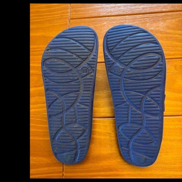 FUNKYMONKEY Unisex-Child Slides Double Buckle Adjustable EVA Flat Sandals Blue - Picture 2 of 2